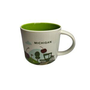 Starbucks Michigan Mug You Are Here Collection 14 Oz Green Interior Collectible